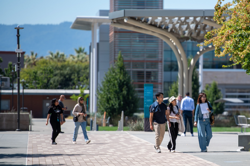 Students walking on campus