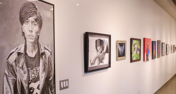 Paintings and artwork hanging