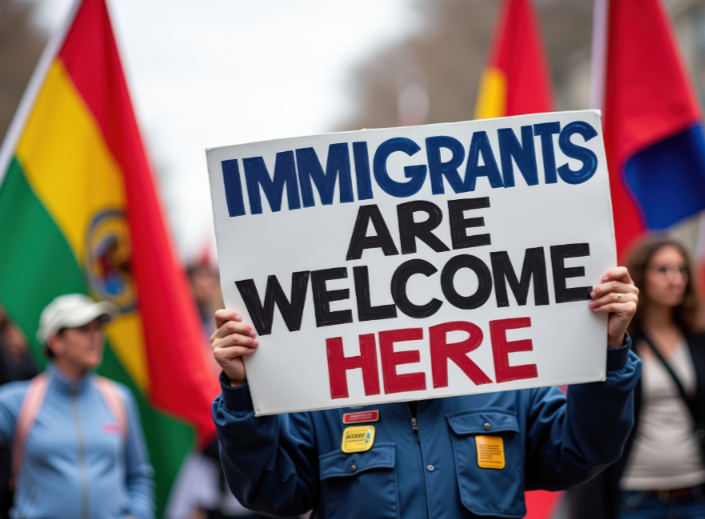 Immigrants are Welcome sign