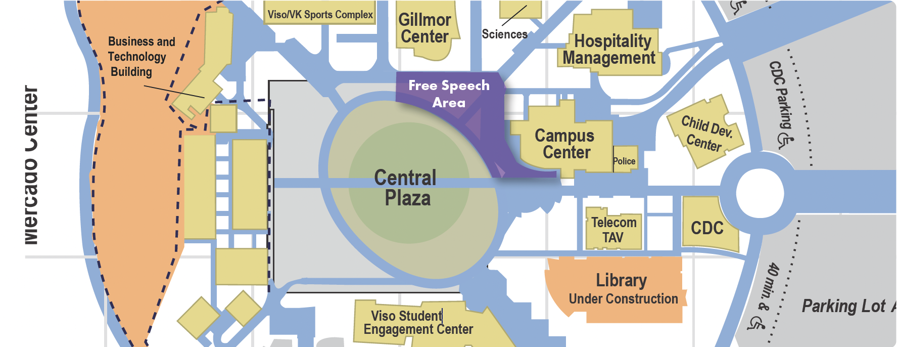 Free speech area on map.