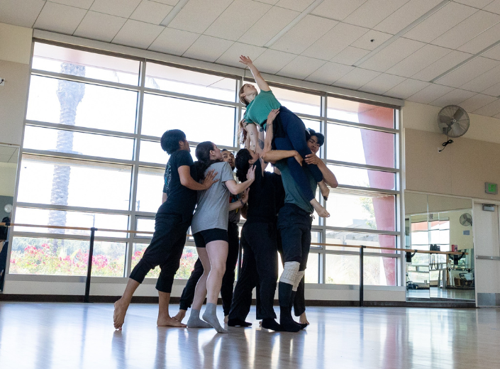 Dancers in room at Mission College